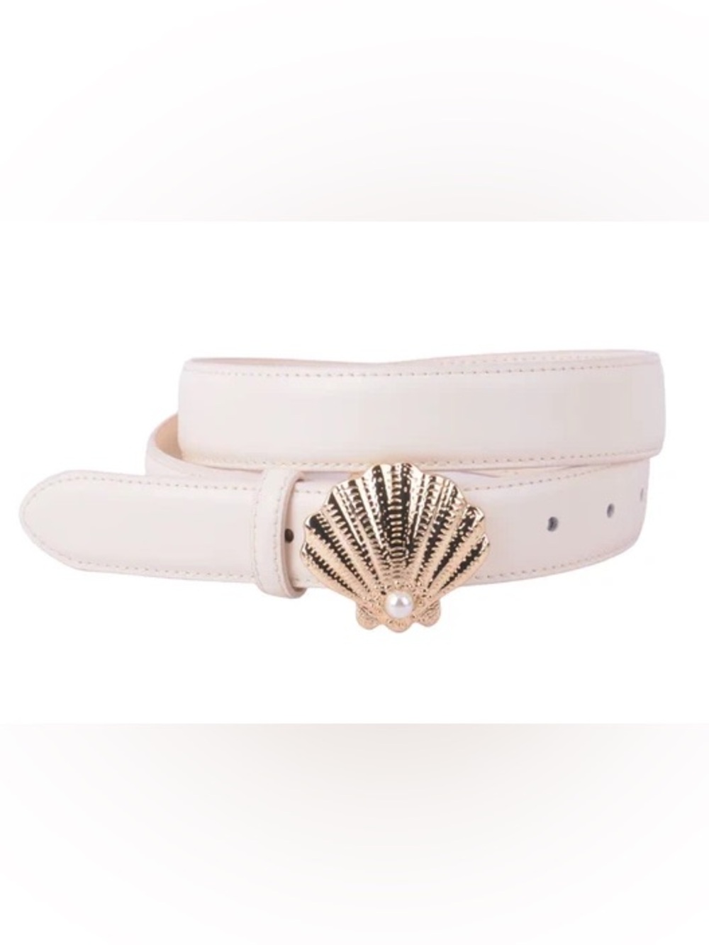 Meryl Leather Seashell Belt | Bone